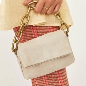 Free People Charlie Chain Crossbody in taupe suede leather